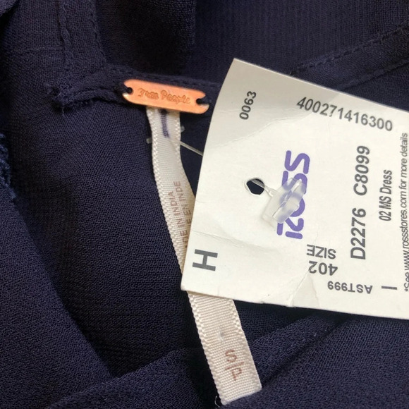 Free People Yours Truly Navy Embroidered Cowl Neck Sheer Maxi Slip Dress Small - Picture 9 of 12